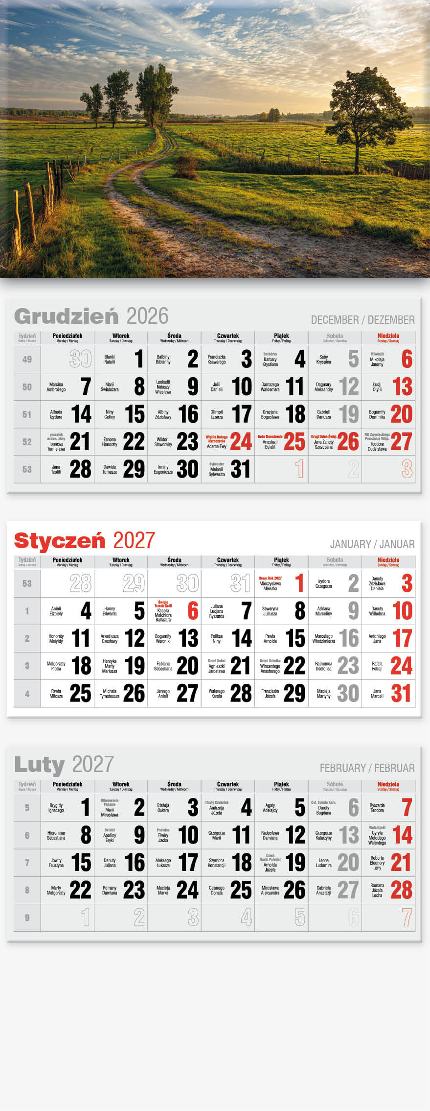 Kalendarz trójdzielny Lux KTL Avanti